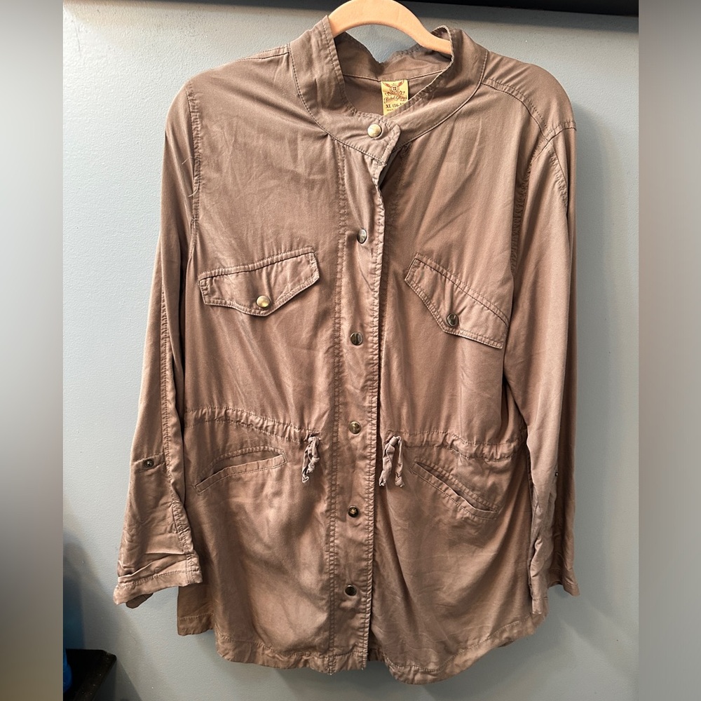Faded Glory Utility Cargo Jacket Coat Moto Military pockets plus Sz XL 16-18